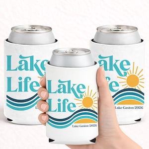 Personalized Lake Vibes or Lake Life Can Coolers | Lake Bachelorette Party Favors | Girls Trip & Family Vacation Gifts image 3