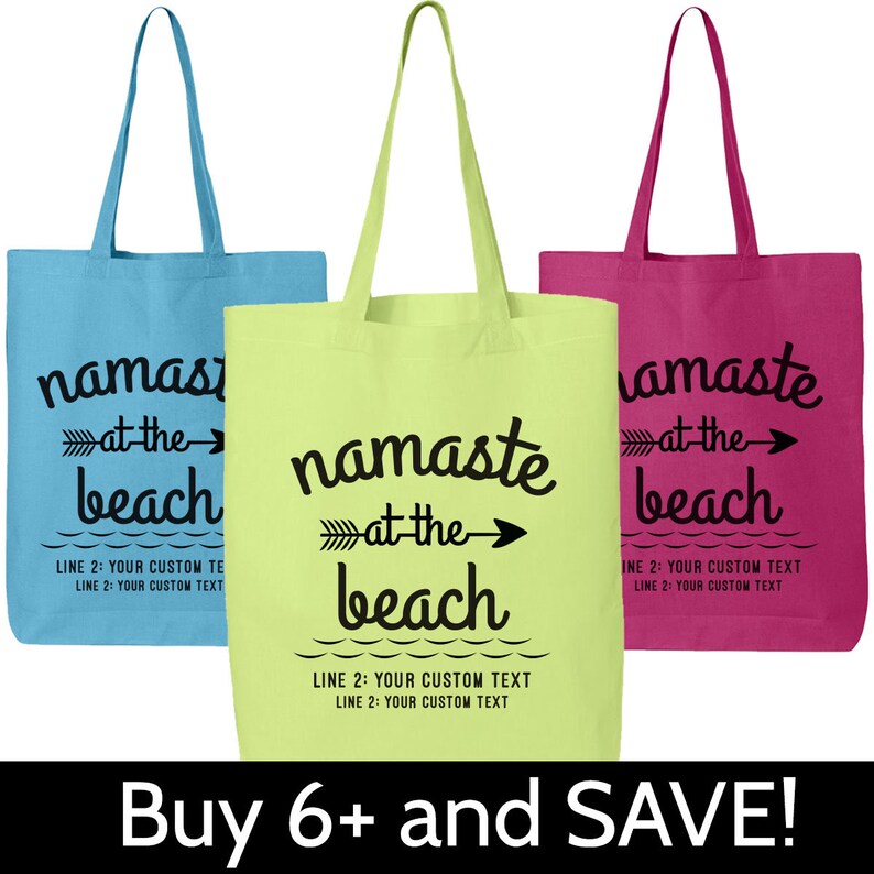 Beach Wedding Favors Custom Beach Totes Bulk Totes Namaste Etsy