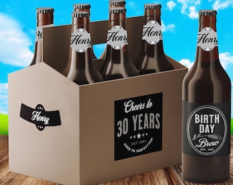 Beer Birthday Gift for Him, Drinking Birthday Beer Labels Personalized, Craft Beer Custom Stickers, Cheers to Beers & 30, 40, 50 -Any Years!