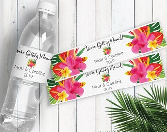 Tropical Wedding Favors, Jamaica  Hawaii Wedding Water Bottle Labels, Tropical Bridal Shower Favors