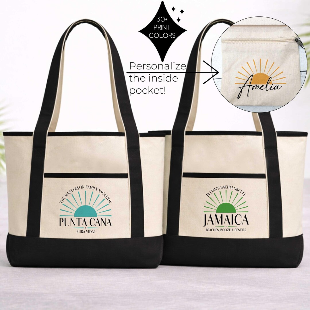 Personalized Tropical Vacation Canvas Beach Bag | Mexico Bachelorette ...