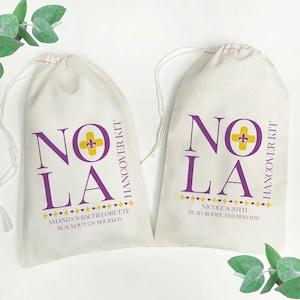 New Orleans Hangover Recovery Kit Bags - NOLA Bachelorette Party Favors Bulk - Hungover Survival Bags - Mardi Gras Birthday Gift Bag Set