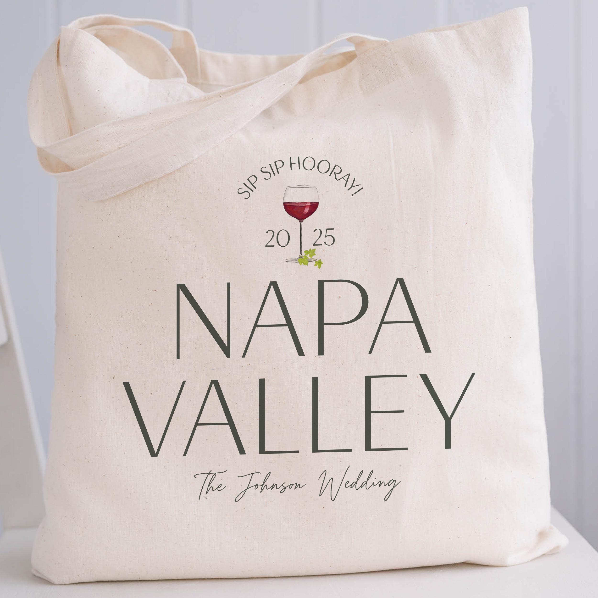 Custom Wine Wedding Welcome Tote Bag, Personalized Wine Country Guest Gift, Napa and Sonoma Valley Wedding, Vineyard Gift Bag, Italy Wedding