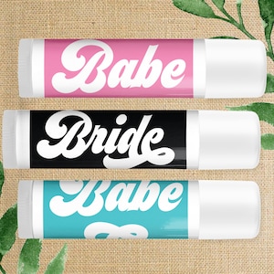 Retro Bachelorette Favors Bride & Babe Lip Balm Bridal Party Favors Bulk Lip Balm for Bridal Shower 70s Theme Goodie Bag Fillers image 2