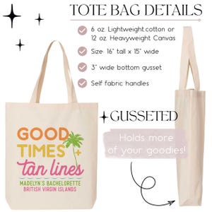 Personalized Beach Birthday or Bachelorette Favor Bags | Good Times & Tan Lines Gift Bags | Tropical Party Supplies image 8