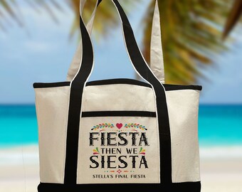 Hola Beaches Custom Canvas Beach Tote Bag Mexico Vacation Etsy