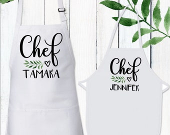 Personalized Chef Aprons for Girls and Women - Christmas Baking Aprons Custom