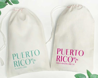 Puerto Rico Bags - Custom Puerto Rico Welcome Bags for Wedding - Palm Tree Favor Bags for PR Vacation - San Juan Girls Trip Gift Bags