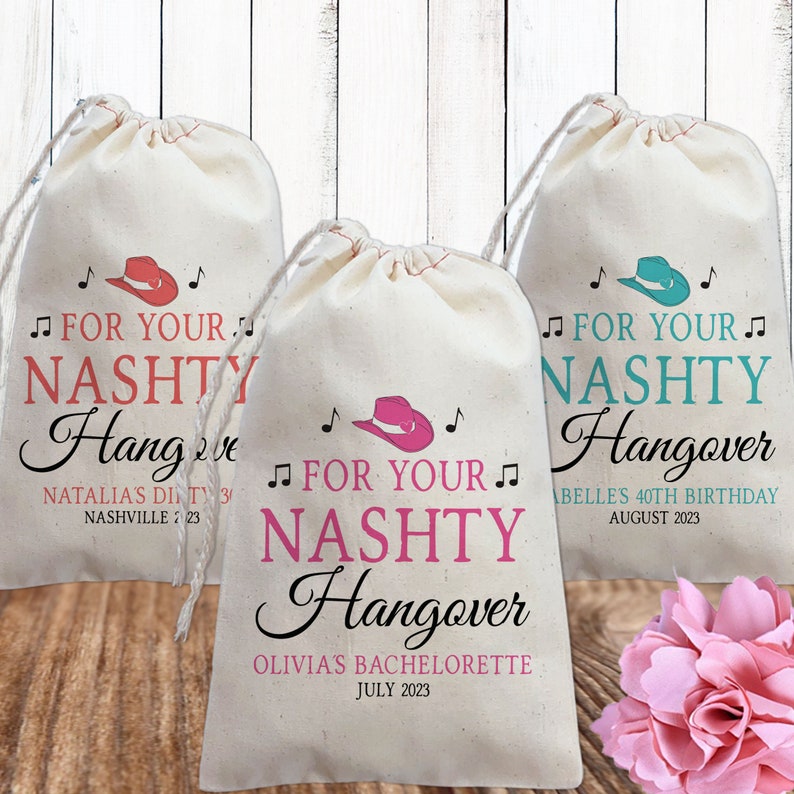 Bolsas para el kit de resaca de despedida de soltera en Nashville / Para tu resaca desagradable / Recuerdos de viaje de chicas y cumpleaños imagen 3