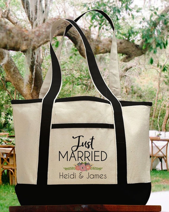 just married beach bag