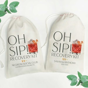 Negroni Oh Sip Recovery Kit Bags - Wedding Cocktail Favors - Custom Hangover Kit Bags - Custom Cocktail Hangover Bags - Italy Trip Favor Bag
