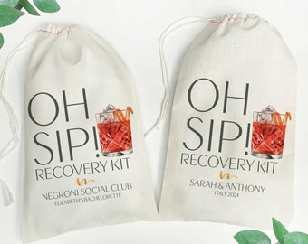 Negroni Oh Sip Recovery Kit Bags - Wedding Cocktail Favors - Custom Hangover Kit Bags - Custom Cocktail Hangover Bags - Italy Trip Favor Bag