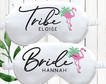 Flamingo Eye Pillows - Personalized Sleep Masks for Final Flamingle Bachelorette - Bridesmaid Gifts - Bulk Silk Eye Shades for Bridal Party