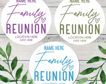 Pegatinas para reunión familiar - Etiquetas personalizadas para recuerdos de reunión - Pegatinas impermeables para tazas - Calcomanías redondas para reunión familiar - Decoraciones para reunión familiar