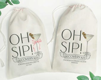 Martini Favor Bags | Oh Sip Recovery Kit Bags | Custom Cocktail Birthday, Wedding & Hangover Favors