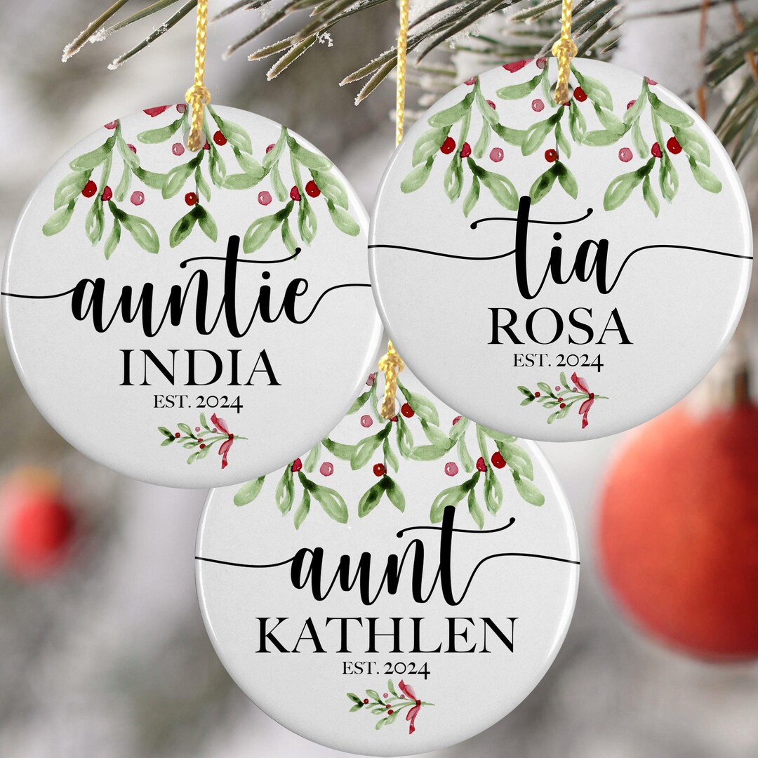 Personalized Ceramic Aunt Ornament, Christmas Gift for New Aunt From ...