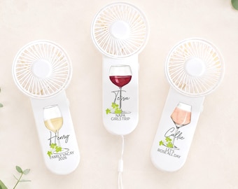 Mini abanico personalizado con forma de copa de vino / Recuerdo para despedida de soltera con temática de vino / Abanico para la ocasión "Vino antes de los votos"