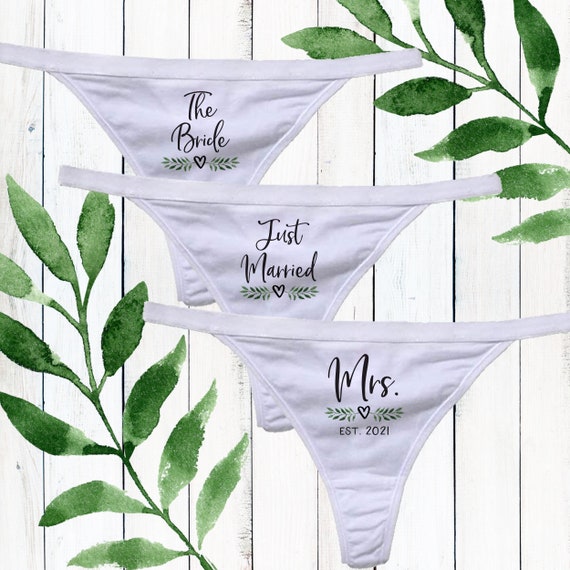 Honeymoon Underwear Lingerie Set 3 Pairs Bridal Shower Gifts Customized  Bride Thongs Wedding Day Panties Mrs. Est 2024 Panty Game -  Canada