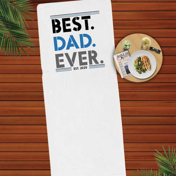 Best Dad Ever Beach Towel Custom Father's Day Gift Pool Towel by Joy