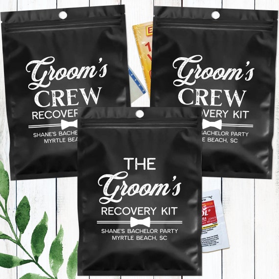 Bachelor Party Favors Custom Hangover Recovery Kit Bags Bachelor Party Supplies Groom's