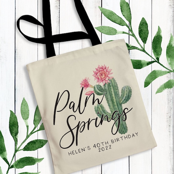 Palm Springs Tote Bags - Desert Bachelorette Party Bags - Personalized Cactus Totes - Desert Vibes - Palm Springs Girls Trip Welcome Bags Il_570xn