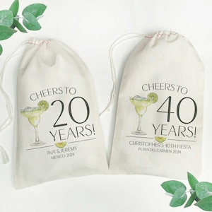 Margarita Bags - Cheers to the Years Gift Bags - Adult Birthday Party Favor Bags - Mexico Birthday - Fiesta Birthday - Mexico Anniversary