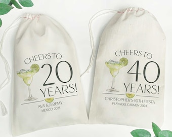 Margarita Bags - Cheers to the Years Gift Bags - Adult Birthday Party Favor Bags - Mexico Birthday - Fiesta Birthday - Mexico Anniversary