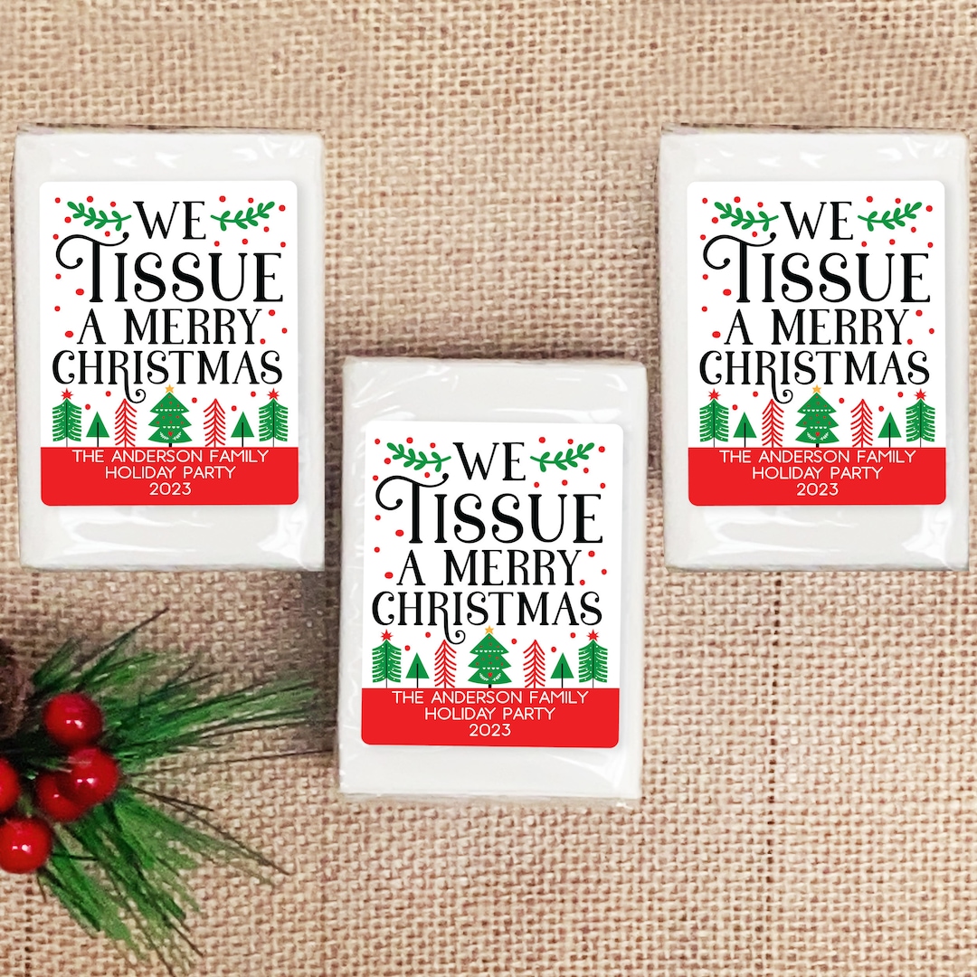 Christmas Tissue Packs, Funny Holiday Party Favors, Bulk Mini Facial