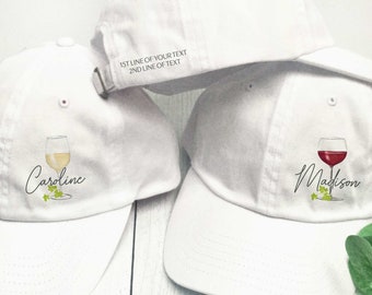 Custom Wine Baseball Hat | Personalized Bachelorette or Birthday, Winery Tour Gift Hats