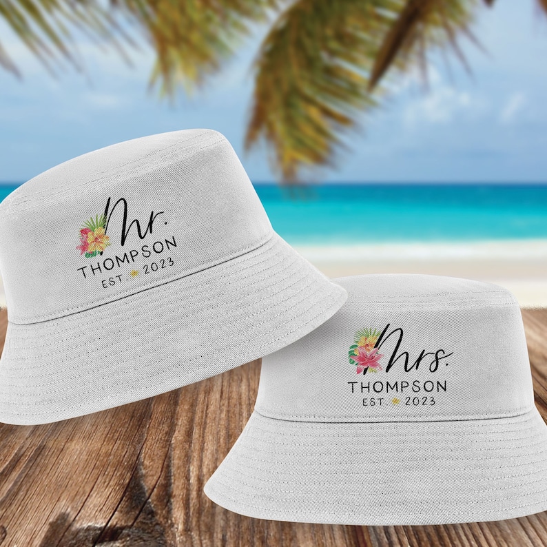 Mr. and Mrs. Bucket Hats for Honeymoon Beach Wedding Hats Etsy