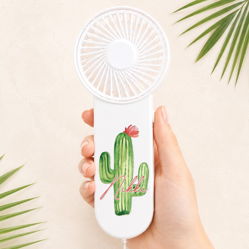 Personalized Cactus Mini Hand Fan | Desert Bachelorette Favor ...