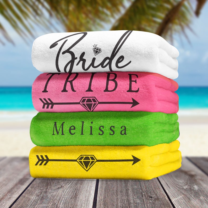 Custom Beach Towels Bachelorette Towels Bride Tribe Gifts Etsy