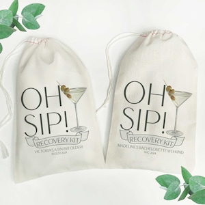 Martini Favor Bags - Oh Sip Recovery Kit Bags - Custom Cocktail Favors - Birthday Hangover Kit Bags - Alcohol Favors for Wedding - Gift Bags