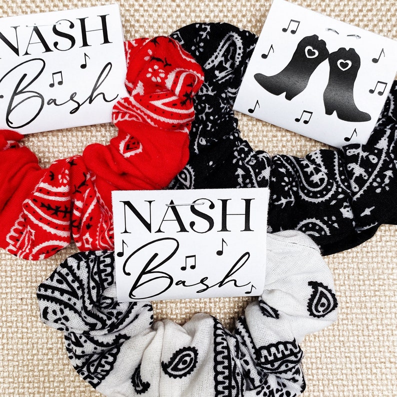 Nashville Bachelorette Scrunchies Bandana Print Hair Ties Etsy