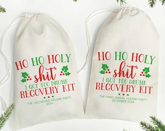 Christmas Hangover Recovery Kit Bags - Funny Holiday Party Favor Bags - Custom Survival Kits - Bachelorette Favors - Adult Party Supplies