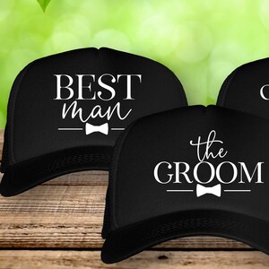 Bachelor Party Hats, Groomsmen Gifts, Mens Trucker Hats for Wedding Party Grooms Crew image 2