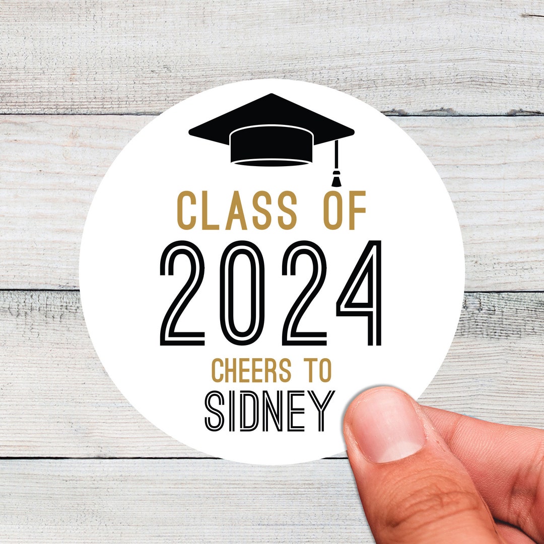 2024 Graduation Party Favor Stickers Custom Labels Waterproof Cup ...