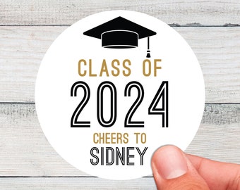 2024 Graduation Party Favor Stickers - Custom Labels - Waterproof Cup Stickers - Class of 2024 Grad Party Drinkware, Decorations & Supplies