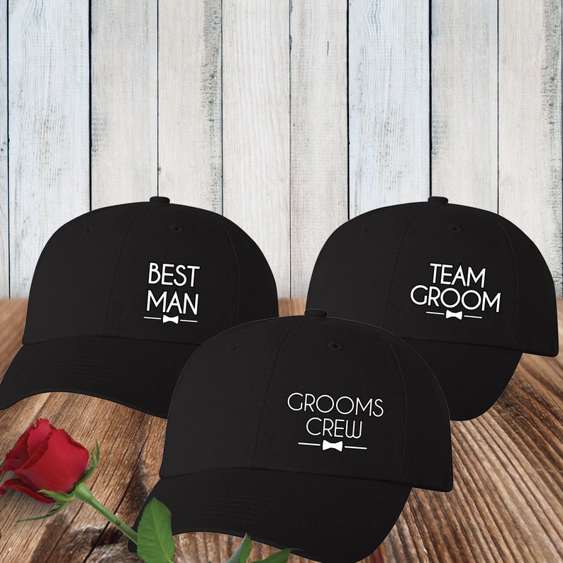 Bachelor Party Favors Bulk Groomsmen Gifts Grooms Crew Bachelor Party Hats Team Groom Golf Hats Mens Baseball Hats for Wedding Party image 1