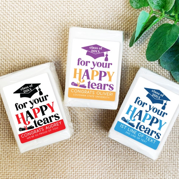 For Your Happy Tears Graduation Tissue - Graduation Party Favors - Custom Graduation Labels - Facial Tissue Packs - Class of 2024 Favors