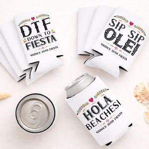 Enfriadores de latas personalizados de México – Sip Sip Ole, regalos para despedidas de soltera / Fundas para bebidas para viajes de Fiesta Girls