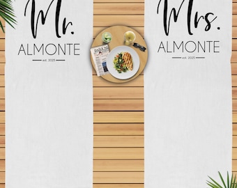 Mr & Mrs Honeymoon Beach Towel with Names| Engagement or Newlywed Gift for Couple | Personalized Wedding Gift