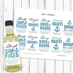 Nautical Party Favors - Custom Mini Wine Labels - Adult Party Favors for Boat Birthday - Nautical Bachelor Party Mini Liquor Bottle Stickers