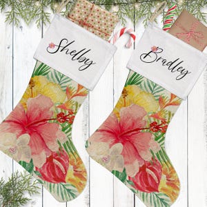 Personalized Tropical Christmas Stockings with Name: Island Holiday Décor