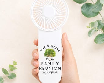 Family Reunion Mini Hand Fan | Personalized Family Tree Reunion Favor | BBQ & Family Gathering Gift