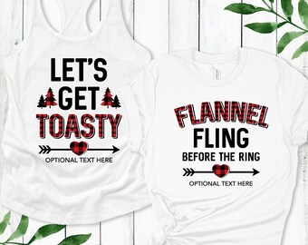 Plaid Bachelorette Party Shirts - Flannel Fling Before the Ring-  Flannel Fizz & Friends - Christmas Girls Trip or Reunion Tees