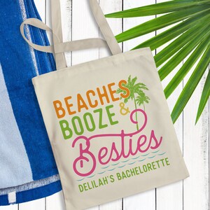 Beach Booze & Besties Tote Bag - Bachelorette Party Bag - Girls Trip Bags - Welcome Gift Bags - Best Friends Trip - Mexico Hawaii Getaway image 2