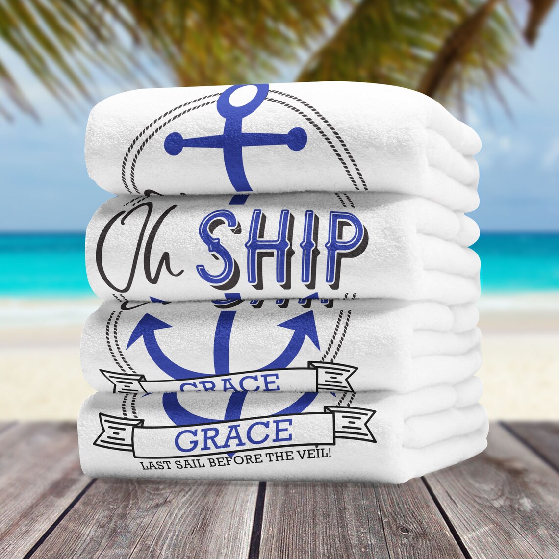 Oh Ship Cruise Beach Towels Boat Birthday or Etsy