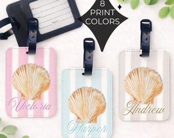 Seashell Luggage Tag Personalized | Coastal Bachelorette Favor | Beach Wedding Guest Gift