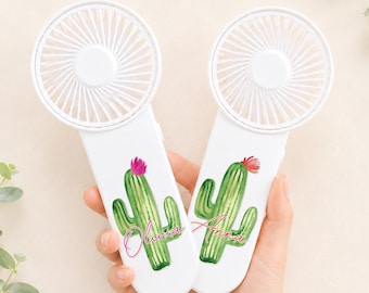 Personalized Cactus Mini Hand Fan | Desert Bachelorette Favor | Scottsdale Girls Trip Gift